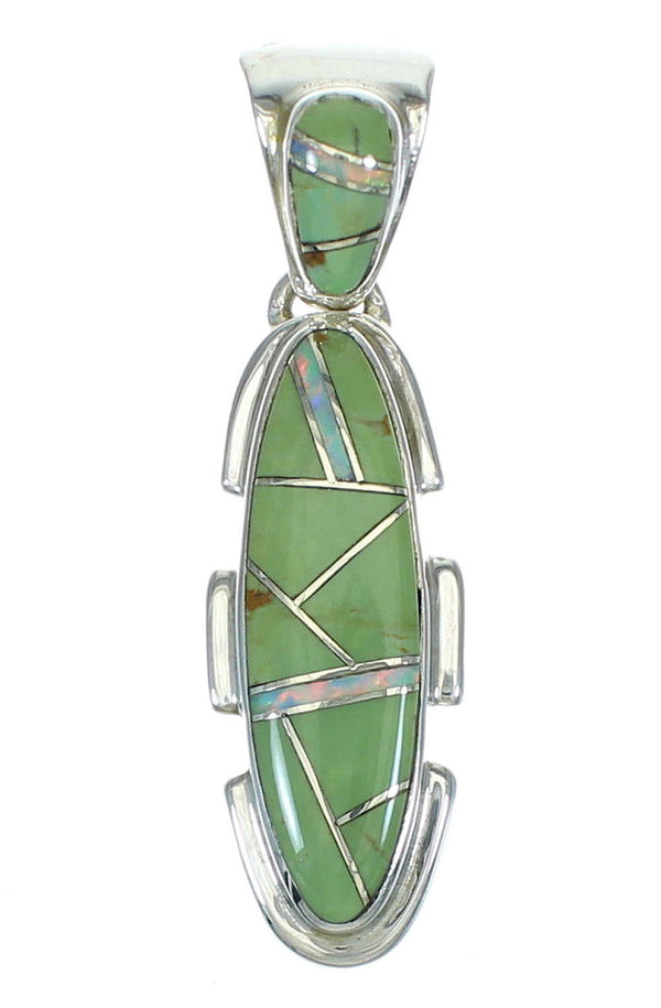 Genuine Sterling Silver Turquoise And Opal Southwestern Slide Pendant YX68213